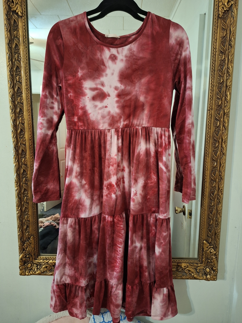 Tie-Dye Long Sleeve Tiered Dress